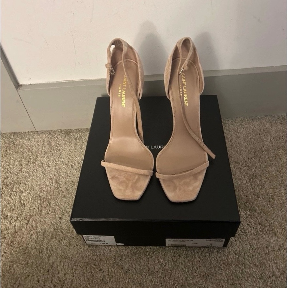 Saint Laurent Beige Strappy Heels YSL Opyum heel